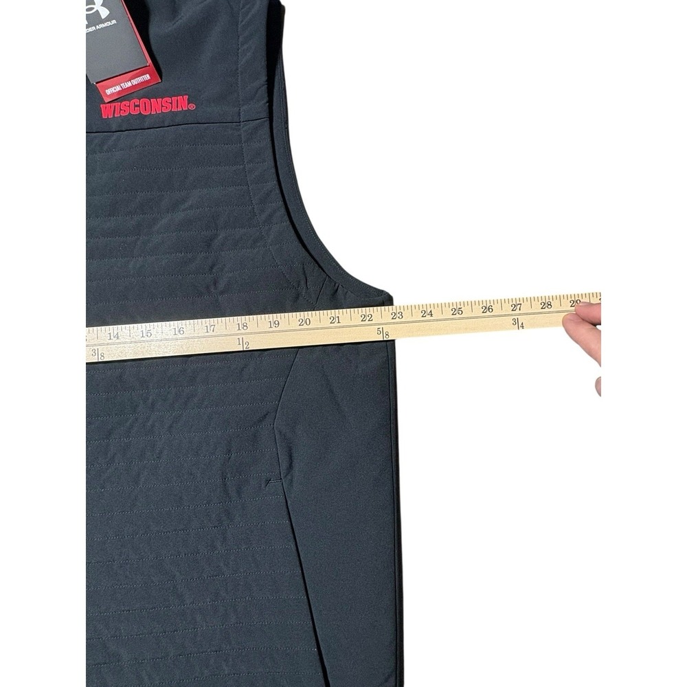 Men's Under Armour  Black Wisconsin Badgers Drive Pro Storm Full-Zip Vest - Picture 8 of 14